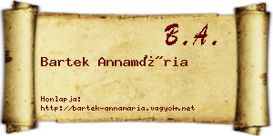 Bartek Annamária névjegykártya
