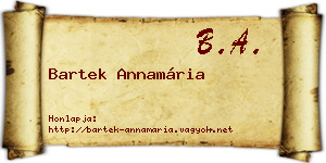 Bartek Annamária névjegykártya